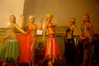 Oxana Chihane as Katia, Yulia Maroun as Tatiana, Anneta Bousaleh as Svetlana, Oksana Beloglazova as Olga and Olga Yerofyeyeva as Anna in "Where Do We Go Now?"