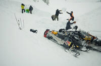 Travis Rice and Pat Moore on the set of "The Art of Flight."