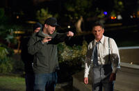Director Ruben Fleischer and Sean Penn on the set of "Gangster Squad."