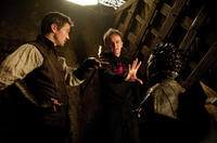 Jeremy Renner and director Tommy Wirkola on the set of "Hansel and Gretel: Witch Hunters."