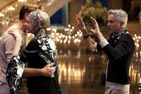 Leonardo DiCaprio, Carey Mulligan and director Baz Luhrmann on the set of "The Great Gatsby."