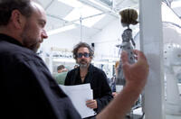 Animation director Trey Thomas and director Tim Burton on the set of "Frankenweenie."