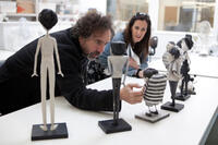Director Tim Burton and producer Allison Abbate on the set of "Frankenweenie."