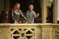 Chris Hemsworth and director Alan Taylor on the set of "Thor: The Dark World."