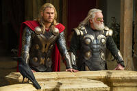 Chris Hemsworth as Thor and Anthony Hopkins as Odin in "Thor: The Dark World."