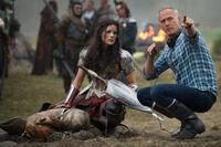 Jaimie Alexander and director Alan Taylor on the set of "Thor: The Dark World."