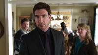 Zach Galifianakis as Marty Huggins, Dylan Mcdermott as Tim Wattley and Sarah Baker as Mitzi Huggins in "The Campaign."