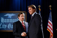 Zach Galifianakis as Marty Huggins and Will Ferrell as Cam Brady in "The Campaign."