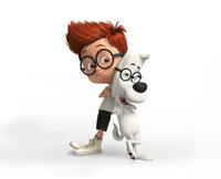 Sherman voiced by Max Charles and Mr. Peabody voiced by Ty Burell in "Mr. Peabody & Sherman."