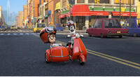 Sherman voiced by Max Charles and Mr. Peabody voiced by Ty Burell in "Mr. Peabody & Sherman."