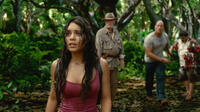 Vanessa Hudgens as Kailani, Michael Caine as Alexander, Dwayne Johnson as Hank and Luis Guzman as Gabato in "Journey 2: The Mysterious Island."