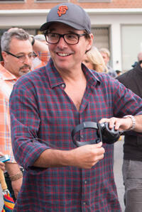 Director Chris Columbus on the set of "Pixels."
