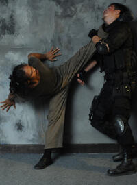 Yayan Ruhian as Mad Dog and Joe Taslim as Jaka in "The Raid."