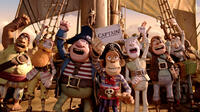Pirate who likes Kittens and Sunsets voiced by Al Roker, Surprisingly Curvaceous Pirate voiced by Ashley Jensen, Pirate with Gout voiced by Brendan Gleeson, Mr. Bobo, Albino Pirate voiced by Russell Tovey, Pirates with Prosthetics and Pirate who plays the Accordion in "Pirates! Band of Misfits."