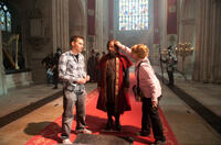 Director Bryan Singer and Stanley Tucci on the set of "Jack The Giant Slayer."