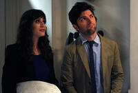 Lizzy Caplan and Adam Scott in "Bachelorette."