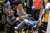 Director Alex Kurtzman and Michelle Pfeiffer on the set of "People Like Us."