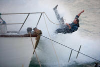 Mark Elderkin on the set of "Dark Tide."