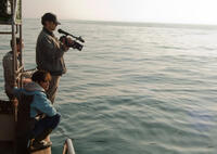 Halle Berry and Olivier Martinez on the set of "Dark Tide."