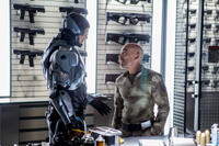 Joel Kinnaman and Jackie Earle Haley in "RoboCop."