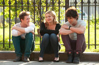 Director Daryl Wein, Greta Gerwig and Hamish Linklater on the set of "Lola Versus."
