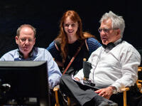 Producer Albert Berger, writer Zoe Kazan and producer Ron Yerxa on the set of "Ruby Sparks."