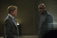 Robert Redford as Alexander Pierce and Samuel L. Jackson as Nick Fury in "Captain America: The Winter Soldier."