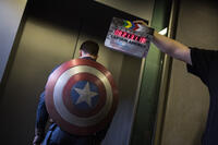 Chris Evans on the set of "Captain America: The Winter Soldier."