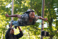 Anthony Mackie on the set of "Captain America: The Winter Soldier."