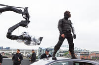 Sebastian Stan on the set of "Captain America: The Winter Soldier."