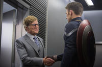 Robert Redford as Alexander Pierce and Chris Evans as Steve Rogers in "Captain America: The Winter Soldier."