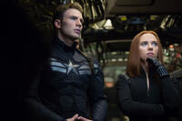 Chris Evans as Steve Rogers and Scarlett Johansson as Natasha Romanoff in "Captain America: The Winter Soldier."