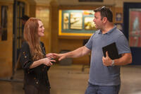 Julianne Moore and producer Kevin Misher on the set of "Carrie."
