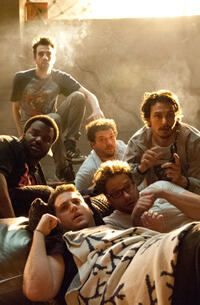 Jay Baruchel, Danny McBride, James Franco, Seth Rogen, Jonah Hill and Craig Robison in "This is The End."