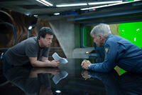 Director Gavin Hood and Harrison Ford on the set of "Ender's Game."