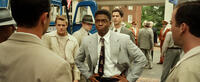 Chadwick Boseman as Jackie Robinson, Hamish Linklater as Ralph Branca and Lucas Black as Pee Wee Reese in "42."