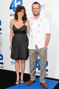 Lucas Black and Guest at the California premiere of "42."