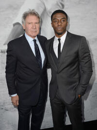 Harrison Ford and Chadwick Boseman at the California premiere of "42."