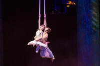 Erica Linz as Mia and Igor Zaripov as The Aerialist in "Cirque du Soleil: Worlds Away."