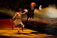 Erica Linz as Mia and Benedikt Negro as Le Vieux in "Cirque du Soleil: Worlds Away."