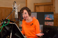Kristen Schaal on the set of "Cloudy with a Chance of Meatballs 2."