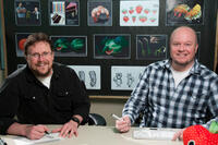 Directors Kris Pearn and Cody Cameron on the set of "Cloudy with a Chance of Meatballs 2."