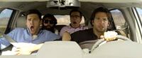 Justin Bartha as Doug, Zach Galifianakis as Alan, Ed Helms as Stu and Bradley Cooper as Phil in "The Hangover Part III."