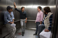 Director Todd Phillips, Bradley Cooper, Ed Helms and Zach Galifianakis on the set of "The Hangover Part III."
