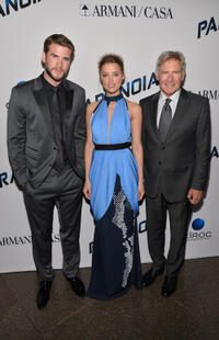 Liam Hemsworth, Amber Heard and Harrison Ford at the California premiere of "Paranoia."