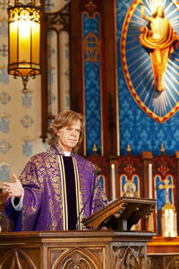 William H. Macy as Father Brendan in "The Sessions."