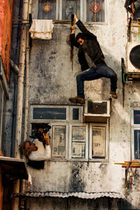 Director Michael Bay and Mark Wahlberg on the set of "Transformers: Age of Extinction."