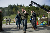 Director Gareth Edwards on the set of "Godzilla."
