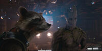 Rocket Racoon Voiced by Bradley Cooper and Groot Voiced by Vin Diesel in "Guardians of the Galaxy."