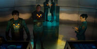 John C. Reilly as Rhomann Dey and Peter Serafinowicz as Denarian Saal in "Guardians of the Galaxy."